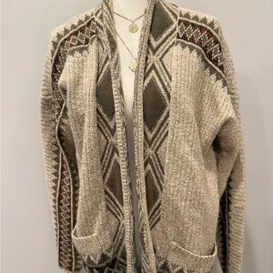 Lucky Brand longline patterned cardigan